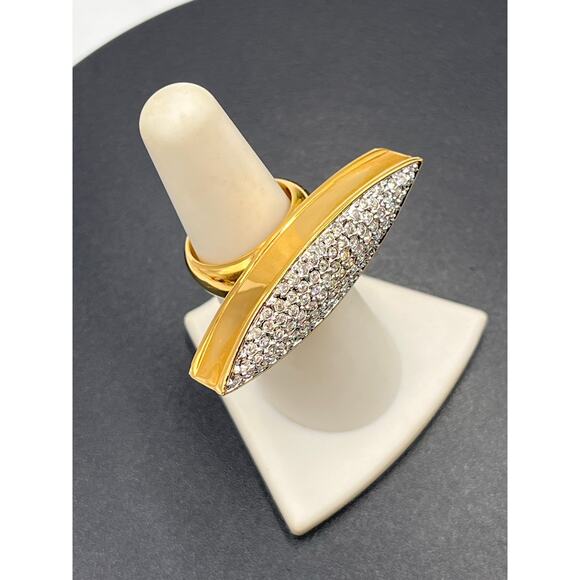 C C SKYE Pave Sparkling Bling Spear Wide‎ Gold Plated Ring size 6.25 - Picture 2 of 7